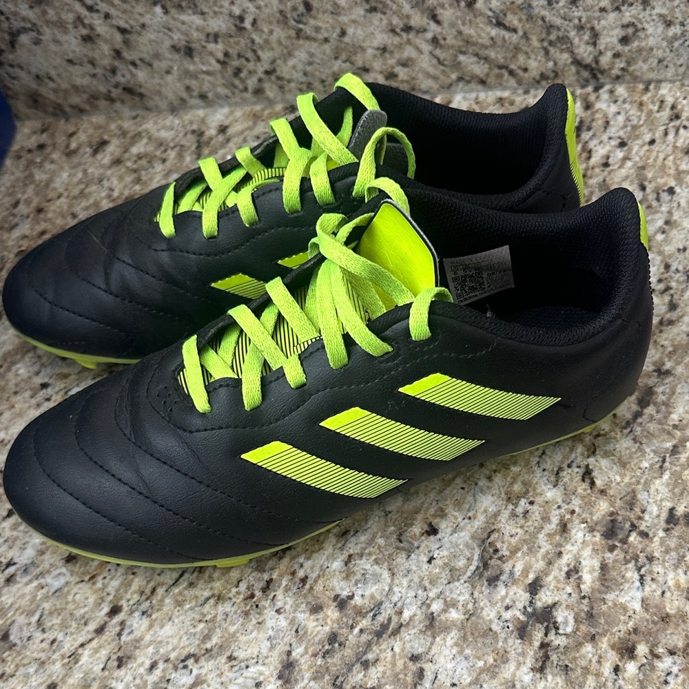 Adidas Kids Black and Neon Green Soccer cleats